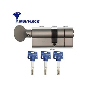 Mul-T-Lock KGB 69 mm 7x7 Saten 3 Anahtar Tuzaklı Bilyalı Barel