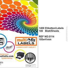 Multiofis 5114 105x41 mm Laser Etiket