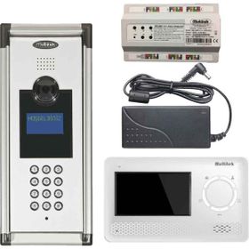 Multitek 16 Daire MB-10 Şifreli Panelli MB-41 4.3 inç Beyaz Görüntülü Diafon Paketi