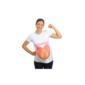 Mummy's Baby Super Mom Beyaz Hamile Tişört