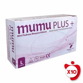 Mumu L 100'lü Paket Mavi Pudrasız Nitril Muayene Eldiveni