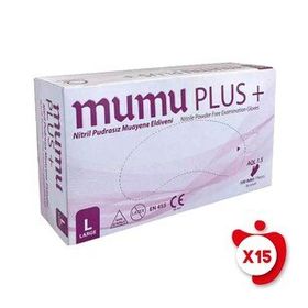 Mumu L 100'lü Paket Mavi Pudrasız Nitril Muayene Eldiveni