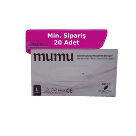 Mumu L 100'lü Paket Mavi Pudrasız Nitril Muayene Eldiveni