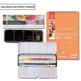 Mungyo Professional 24'lü Yarım Tablet Defter Hediyeli Sulu Boya Seti