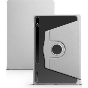 Musal Galaxy Tab S7 FE LTE T737-T736-T733-T730 Kılıf Termik Kalem Bölmeli Dönebilen Standlı Gri Kılıf