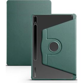 Musal Galaxy Tab S7 FE LTE T737-T736-T733-T730 Kılıf Termik Kalem Bölmeli Dönebilen Standlı Koyu Yeşil Kılıf