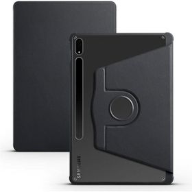 Musal Galaxy Tab S7 FE LTE T737-T736-T733-T730 Kılıf Termik Kalem Bölmeli Dönebilen Standlı Siyah Kılıf