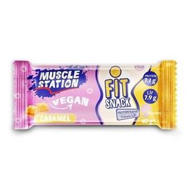 Muscle Station 40 gr Caramel Fit Snack Vegan Protein Bar