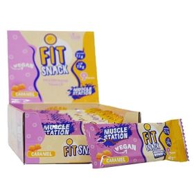 Muscle Station 40 gr Caramel Fit Snack Vegan Protein Bar