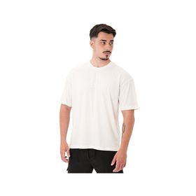 MuscleCloth Basic Kırık Beyaz Oversize Erkek T-Shirt