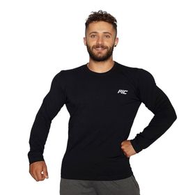 MuscleCloth Basic Uzun Kollu Siyah T-Shirt