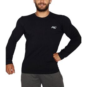 MuscleCloth Basic Uzun Kollu Siyah T-Shirt
