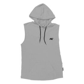 MuscleCloth Gri Training Kapüşonlu Kolsuz T-Shirt