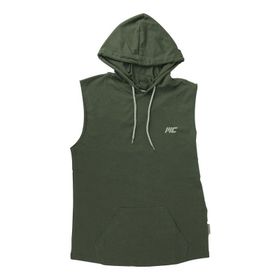 MuscleCloth Haki Training Kapüşonlu Kolsuz T-Shirt