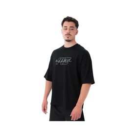 MuscleCloth Icon Heavyweight Erkek Siyah Oversize T-Shirt