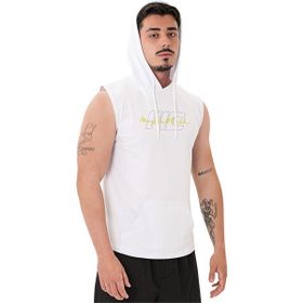 MuscleCloth Icon Kapüşonlu Erkek Beyaz Kolsuz T-Shirt