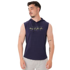MuscleCloth Icon Lacivert Erkek Kapüşonlu Kolsuz T-Shirt