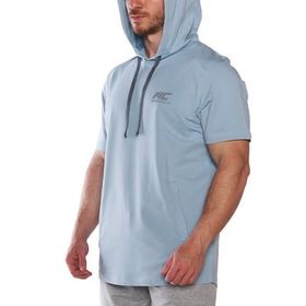 MuscleCloth MC-X Kapüşonlu Açık Mavi Kısa Kollu Erkek Sweatshirt