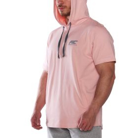 MuscleCloth MC-X Kapüşonlu Somon Kısa Kollu Erkek Sweatshirt