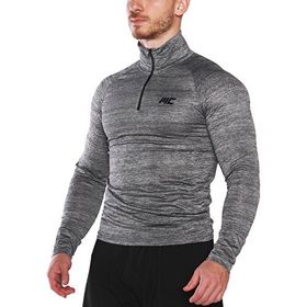 MuscleCloth Pro Stretch Fermuarlı Uzun Kollu Füme Erkek T-Shirt