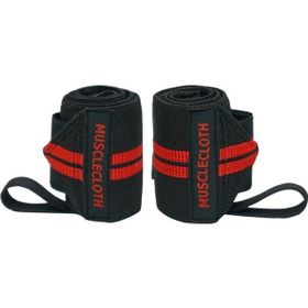 MuscleCloth Siyah Kırmızı 2'li Pro Wrist Wraps