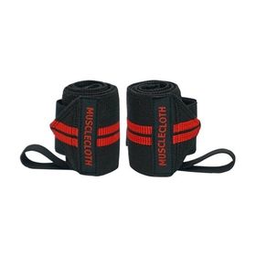 MuscleCloth Siyah Kırmızı 2'li Pro Wrist Wraps