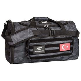 MuscleCloth Tactical Duffel Bag Siyah Kamuflaj Standart Silindir Çanta
