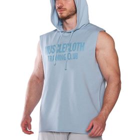 MuscleCloth Training Club Kapüşonlu Açık Mavi Erkek Kolsuz Sweatshirt