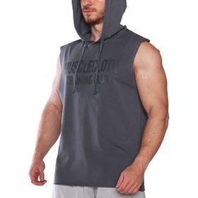 MuscleCloth Training Club Kapüşonlu Füme Erkek Kolsuz Sweatshirt