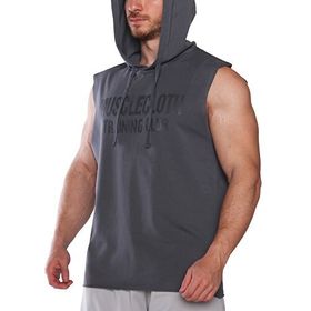 MuscleCloth Training Club Kapüşonlu Füme Erkek Kolsuz Sweatshirt