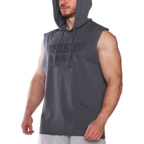MuscleCloth Training Club Kapüşonlu Füme Erkek Kolsuz Sweatshirt