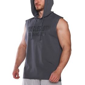MuscleCloth Training Club Kapüşonlu Füme Erkek Kolsuz Sweatshirt