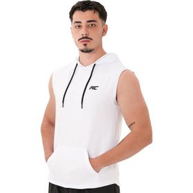 MuscleCloth Training Kapüşonlu Kolsuz Beyaz Erkek T-Shirt