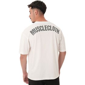 MuscleCloth Washed Kırık Beyaz Erkek Oversize T-Shirt