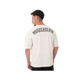 MuscleCloth Washed Kırık Beyaz Erkek Oversize T-Shirt