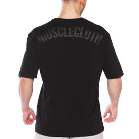 MuscleCloth Washed Siyah Erkek Oversize T-Shirt