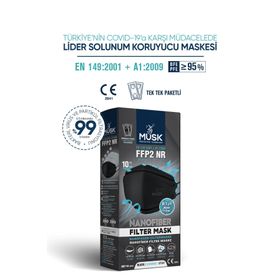 Musk FFP2 10'lu Siyah Maske