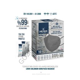 Musk FFP2 N95 10'lu Gri Maske