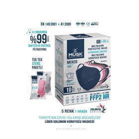 Musk FFP2 N95 30'lu Mix 5 Renk Maske