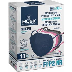 Musk FFP2 N95 30'lu Mix 5 Renk Maske