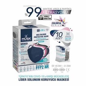 Musk FFP2 N95 30'lu Mix 5 Renk Maske