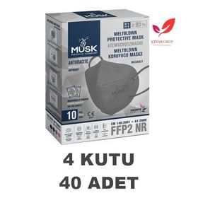 Musk FFP2 N95 40'lı Gri Maske
