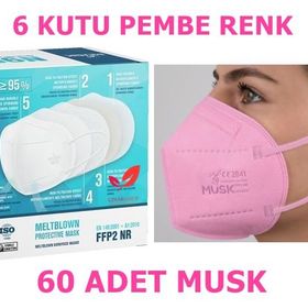 Musk FFP2 N95 60'lı Pembe Maske