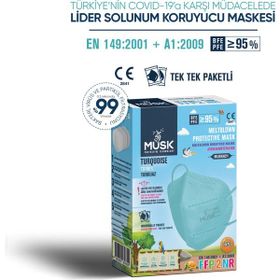 Musk Ffp2 Xs 10'lu Turkuaz Çocuk Maske