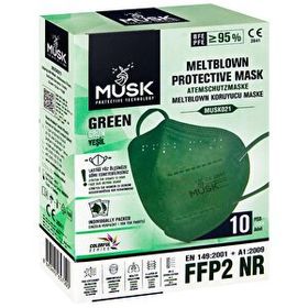 Musk FFP2 Yeşil 10'lu Maske