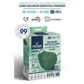 Musk FFP2 Yeşil 10'lu Maske