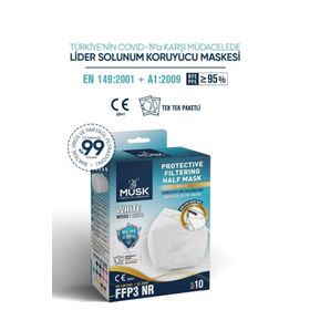 Musk Ffp3 N99 10'lu Beyaz Maske