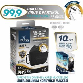 Musk Ffp3 N99 10'lu Siyah Maske