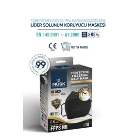 Musk Ffp3 N99 10'lu Siyah Maske