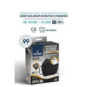 Musk Ffp3 N99 10'lu Siyah Maske